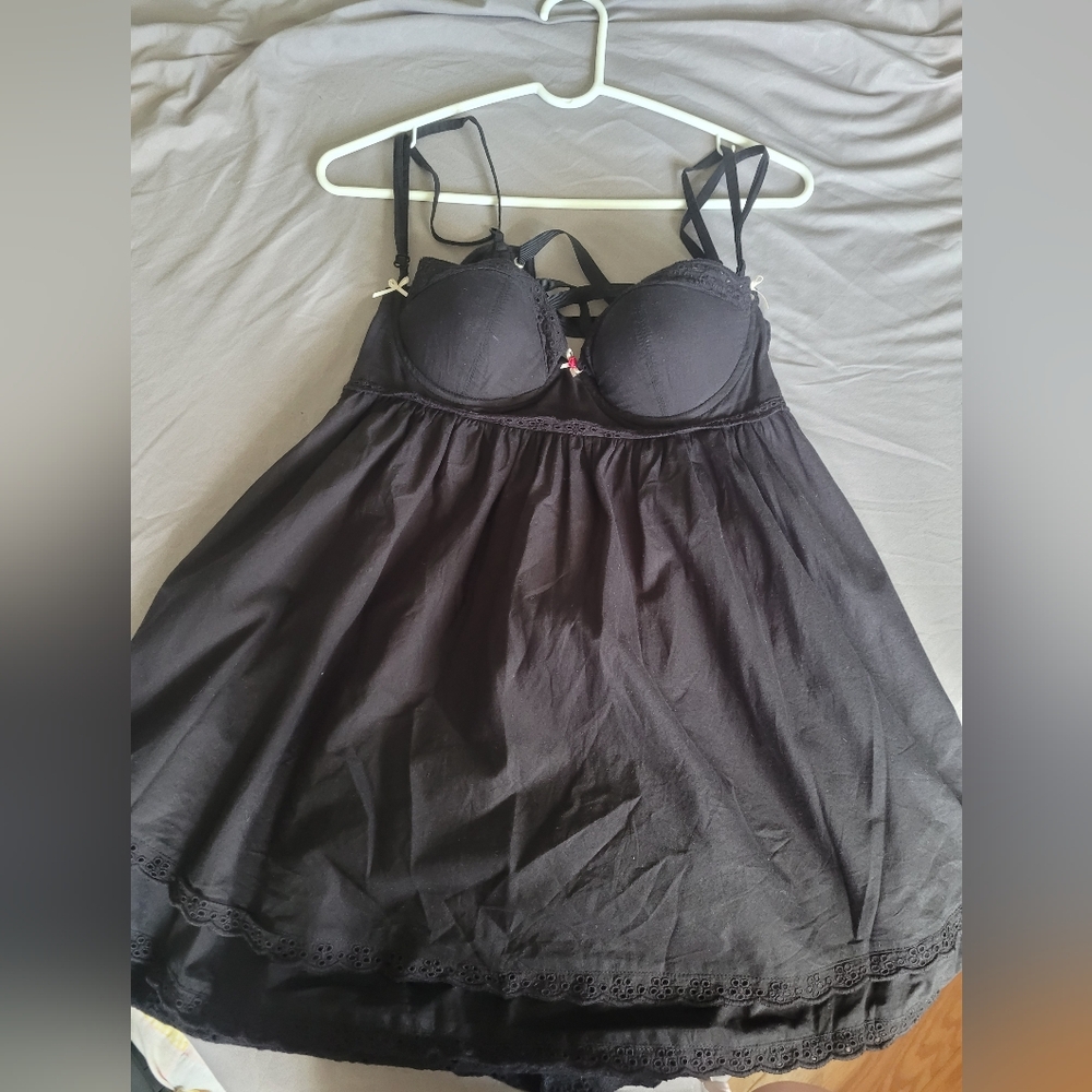 Kittney Lelellet Black Corset Mini Dress Size L